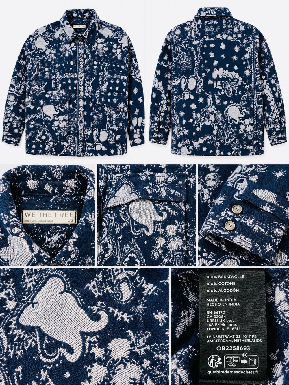 We The Free Navy Paisley-Print Utility Jacket